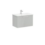 VitrA Root Flat Lavabo Dolabı, 80 cm, Bir Çekmeceli, Köşeli Lavabo, Parlak İnci Grisi - Görsel 3