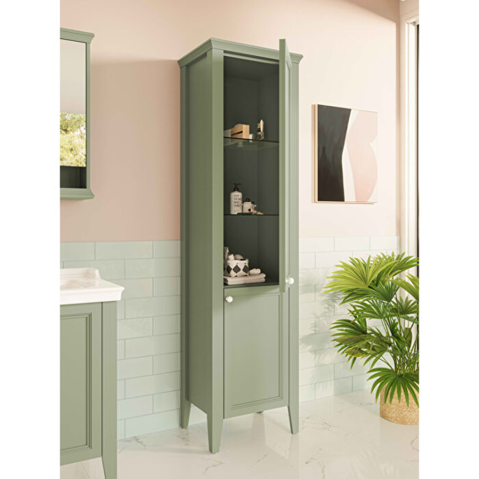 VitrA Valarte Neo Boy Dolabı, 55 cm, Cam Kapaklı, Retro Yeşil, Sağ - Görsel 4