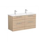 VitrA Root Flat Lavabo Dolabı, 120 cm, Dört Çekmeceli, Yuvarlak Lavabo, Doğal Meşe - 66279 - Banyo Alt Modülleri - 1