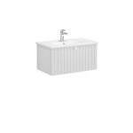 VitrA Root Groove Lavabo Dolabı, 80 cm, Bir Çekmeceli, Yuvarlak Lavabo, Mat Açık Gri - 69374 - Banyo Alt Modülleri