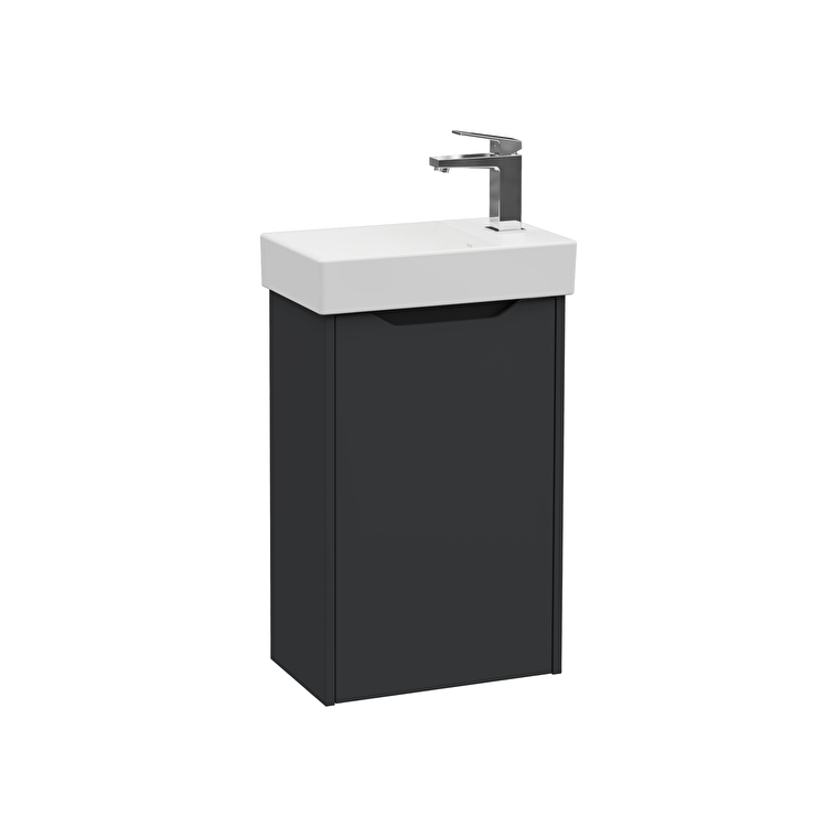 VitrA Integra Square Lavabo Dolabı, 45 cm, Bir Kapaklı, Dar, Mat Grafit, Sağ - 80068 - Banyo Alt Modülleri