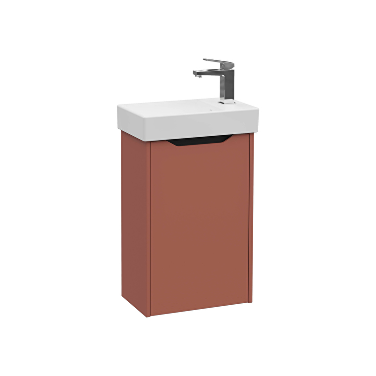 80070-1.jpg VitrA Integra Square Lavabo Dolabı, 45 cm, Bir Kapaklı, Dar, Mat Kırmızı, Sağ - Görsel 1