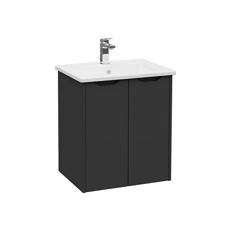 VitrA Integra Square Lavabo Dolabı, 60 cm, İki Kapaklı, Mat Grafit - 80077 - Banyo Alt Modülleri