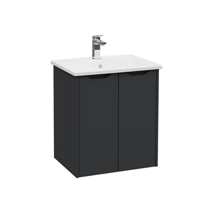 80077-2.jpg VitrA Integra Square Lavabo Dolabı, 60 cm, İki Kapaklı, Mat Grafit - 80077 - Banyo Alt Modülleri - 1