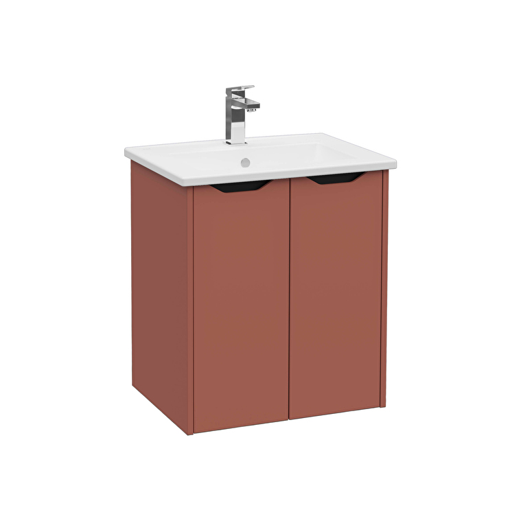 VitrA Integra Square Lavabo Dolabı, 60 cm, İki Kapaklı, Mat Kırmızı - 80079 - Banyo Alt Modülleri