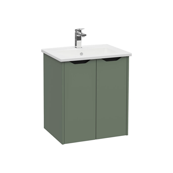 VitrA Integra Square Lavabo Dolabı, 60 cm, İki Kapaklı, Mat Yeşil - Görsel 3