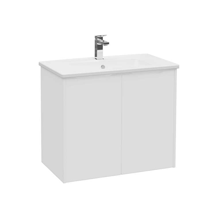 80085-1.jpg VitrA Integra Square Lavabo Dolabı, 80 cm, İki Kapaklı, Mat Beyaz - Görsel 1