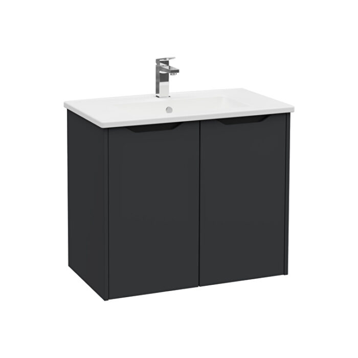 VitrA Integra Square Lavabo Dolabı, 80 cm, İki Kapaklı, Mat Grafit - 80086 - Banyo Alt Modülleri - 2