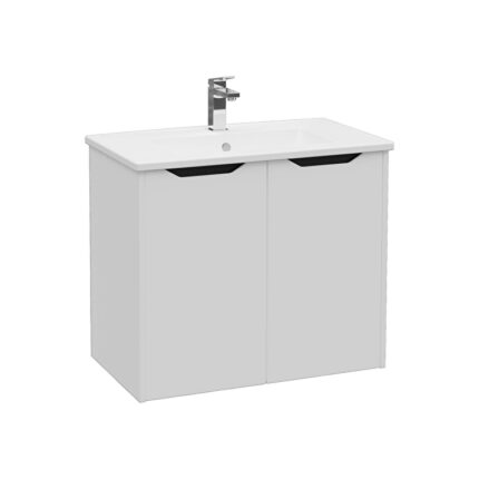 VitrA Integra Square Lavabo Dolabı, 80 cm, İki Kapaklı, Mat Açık Gri - 80090 - Banyo Alt Modülleri