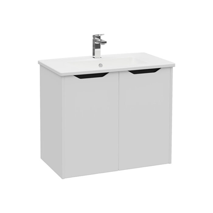 VitrA Integra Square Lavabo Dolabı, 80 cm, İki Kapaklı, Mat Açık Gri - 80090 - Banyo Alt Modülleri - 2