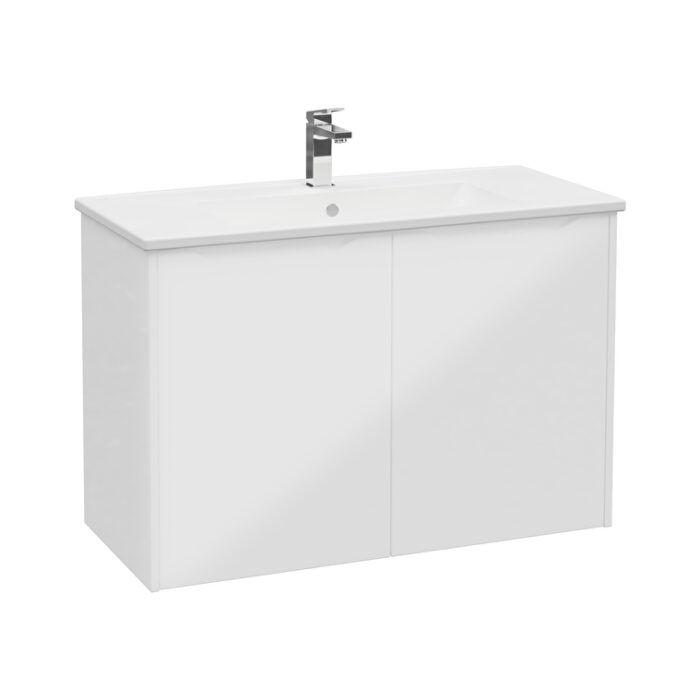 80093-2.jpg VitrA Integra Square Lavabo Dolabı, 100 cm, İki Kapaklı, Parlak Beyaz - 80093 - Banyo Alt Modülleri - 1