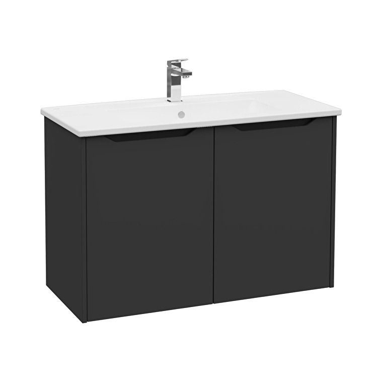 VitrA Integra Square Lavabo Dolabı, 100 cm, İki Kapaklı, Mat Grafit - 80095 - Banyo Alt Modülleri