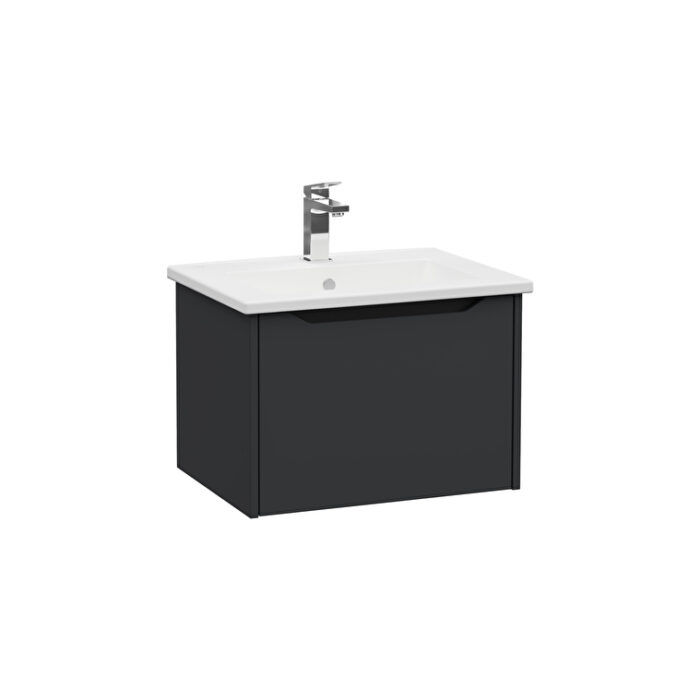 VitrA Integra Square Lavabo Dolabı, 60 cm, Bir Çekmeceli, Mat Grafit - 80131 - Banyo Alt Modülleri - 2