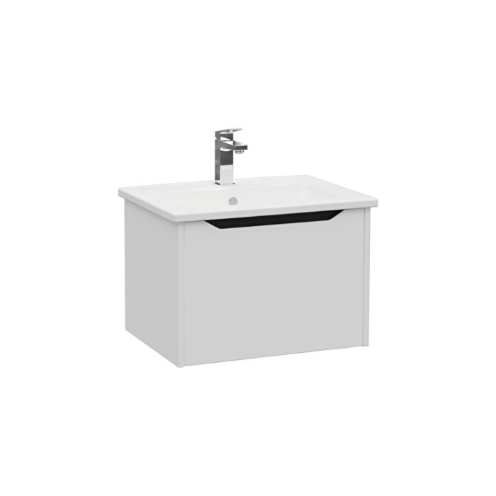 VitrA Integra Square Lavabo Dolabı, 60 cm, Bir Çekmeceli, Mat Açık Gri - Görsel 2
