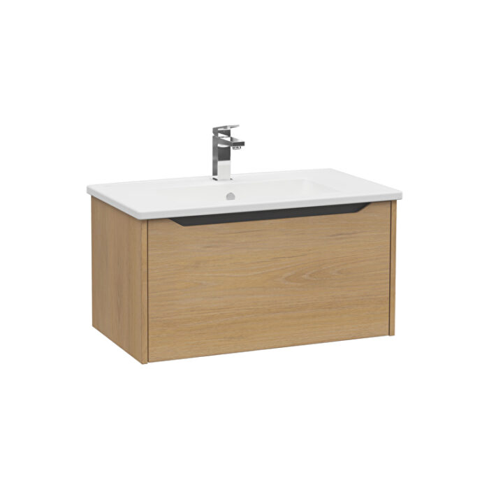 VitrA Integra Square Lavabo Dolabı, 80 cm, Bir Çekmeceli, Altın Meşe - Görsel 2