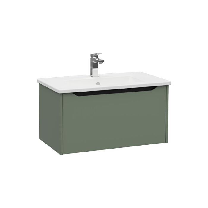 VitrA Integra Square Lavabo Dolabı, 80 cm, Bir Çekmeceli, Mat Yeşil - Görsel 3