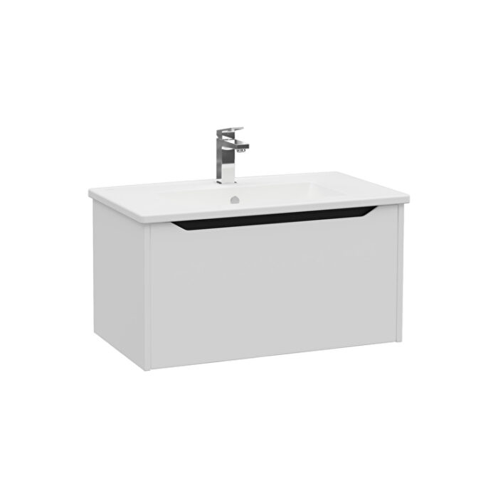 VitrA Integra Square Lavabo Dolabı, 80 cm, Bir Çekmeceli, Mat Açık Gri - Görsel 2