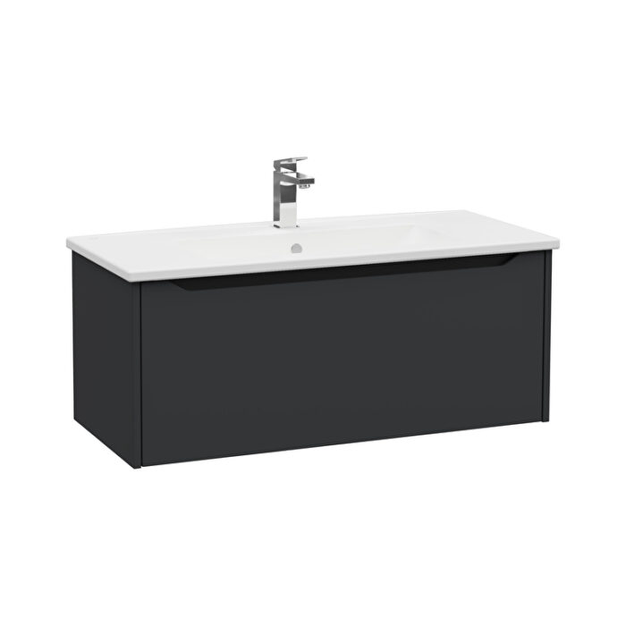 VitrA Integra Square Lavabo Dolabı, 100 cm, Bir Çekmeceli, Mat Grafit - 80149 - Banyo Alt Modülleri - 2