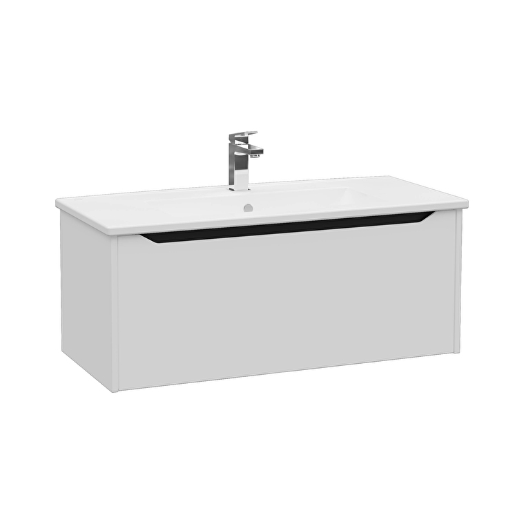 VitrA Integra Square Lavabo Dolabı, 100 cm, Bir Çekmeceli, Mat Açık Gri - 80153 - Banyo Alt Modülleri