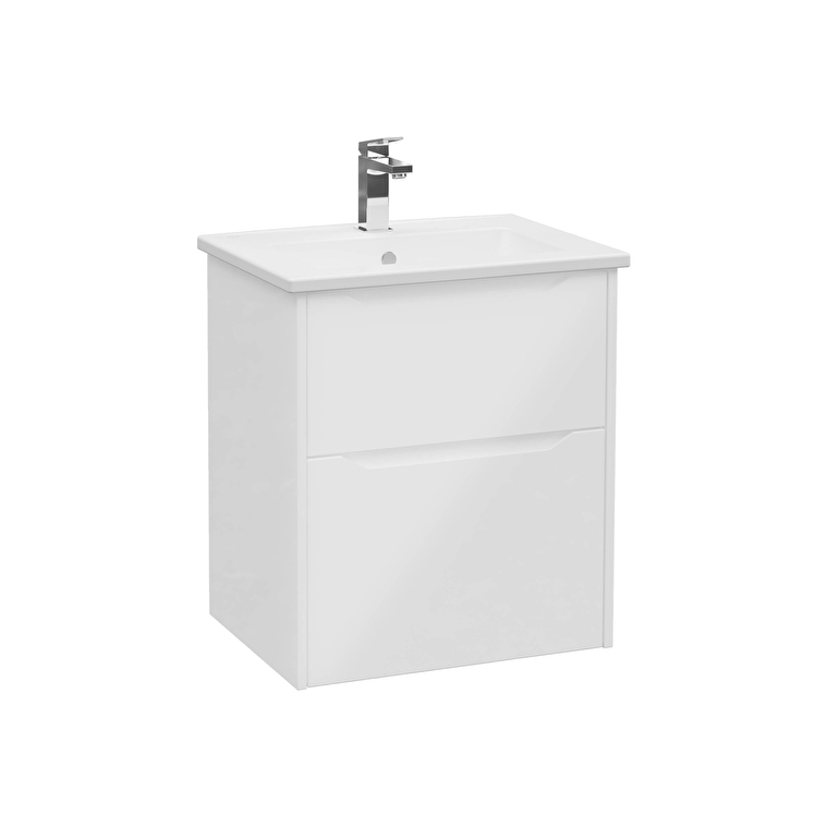 VitrA Integra Square Lavabo Dolabı, 60 cm, İki Çekmeceli , Parlak Beyaz - 80201 - Banyo Alt Modülleri