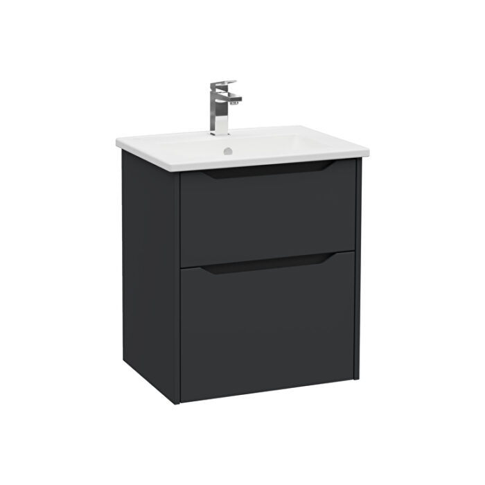 80203-2.jpg VitrA Integra Square Lavabo Dolabı, 60 cm, İki Çekmeceli , Mat Grafit - 80203 - Banyo Alt Modülleri - 1