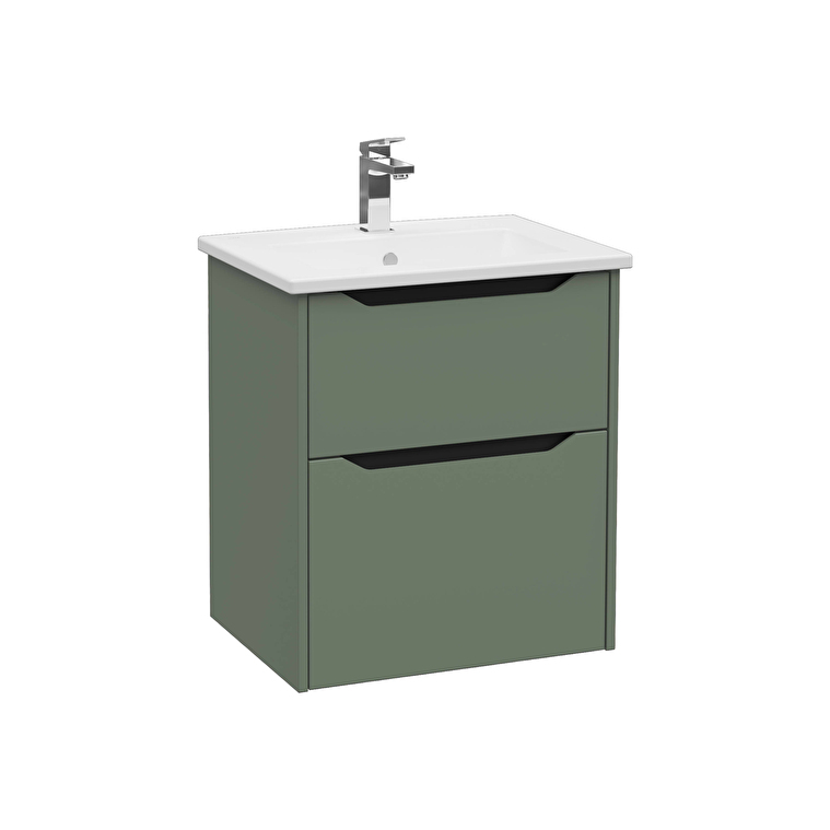 VitrA Integra Square Lavabo Dolabı, 60 cm, İki Çekmeceli , Mat Yeşil - 80206 - Banyo Alt Modülleri