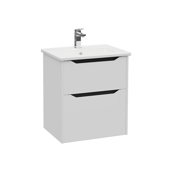 VitrA Integra Square Lavabo Dolabı, 60 cm, İki Çekmeceli , Mat Açık Gri - 80207 - Banyo Alt Modülleri - 1