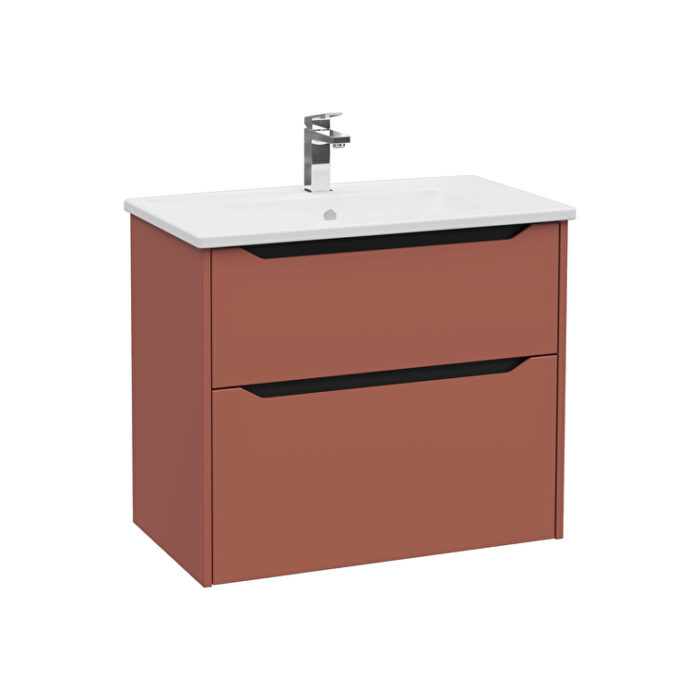 VitrA Integra Square Lavabo Dolabı, 80 cm, İki Çekmeceli , Mat Kırmızı - 80214 - Banyo Alt Modülleri - 1