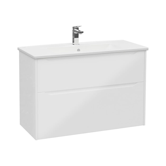 VitrA Integra Square Lavabo Dolabı, 100 cm, İki Çekmeceli , Parlak Beyaz - Görsel 2