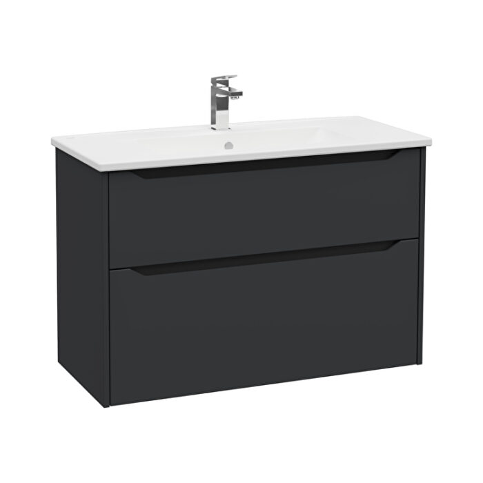 VitrA Integra Square Lavabo Dolabı, 100 cm, İki Çekmeceli , Mat Grafit - Görsel 2