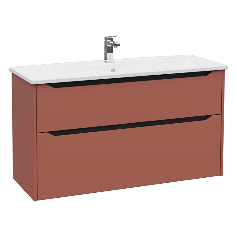 VitrA Integra Square Lavabo Dolabı, 120 cm, İki Çekmeceli , Mat Kırmızı - 80232 - Banyo Alt Modülleri