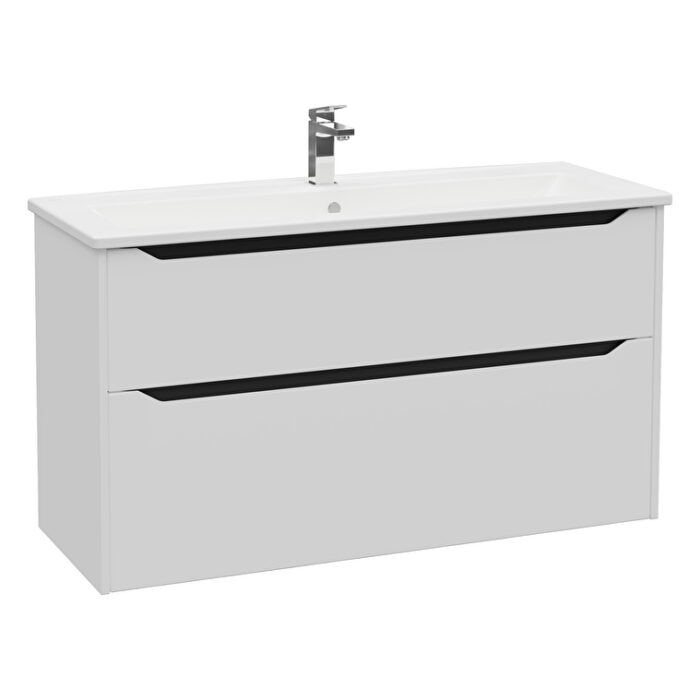 80234-2.jpg VitrA Integra Square Lavabo Dolabı, 120 cm, İki Çekmeceli , Mat Açık Gri - 80234 - Banyo Alt Modülleri - 1