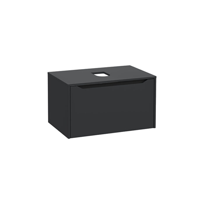 VitrA Integra Square Lavabo Dolabı, 80 cm, Bir Çekmeceli, Çanak Lavabo Uyumlu, Mat Grafit, Lavabosuz - 80275 - Banyo Alt Modülleri - 1