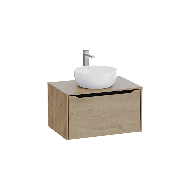 VitrA Integra Square Lavabo Dolabı, 80 cm, Bir Çekmeceli, Çanak Lavabo Uyumlu, Altın Meşe, Lavabosuz - 80276 - Banyo Alt Modülleri