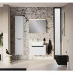 VitrA Integra Square Boy Dolabı, 40 cm, İki Kapaklı, Çamaşır Sepetli, Mat Açık Gri, Sol - Görsel 3