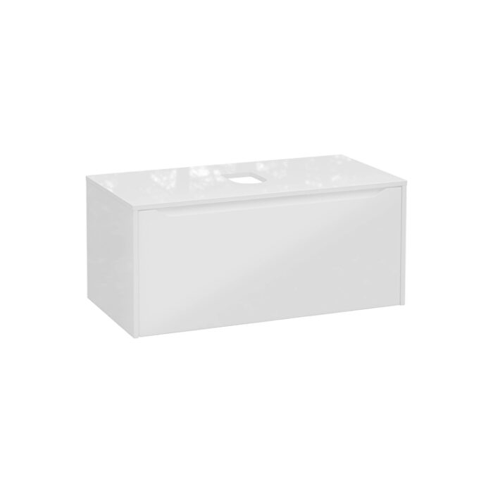 VitrA Integra Square Lavabo Dolabı, 100 cm, Bir Çekmeceli, Çanak Lavabo Uyumlu, Parlak Beyaz, Lavabosuz - 80282 - Banyo Alt Modülleri - 1