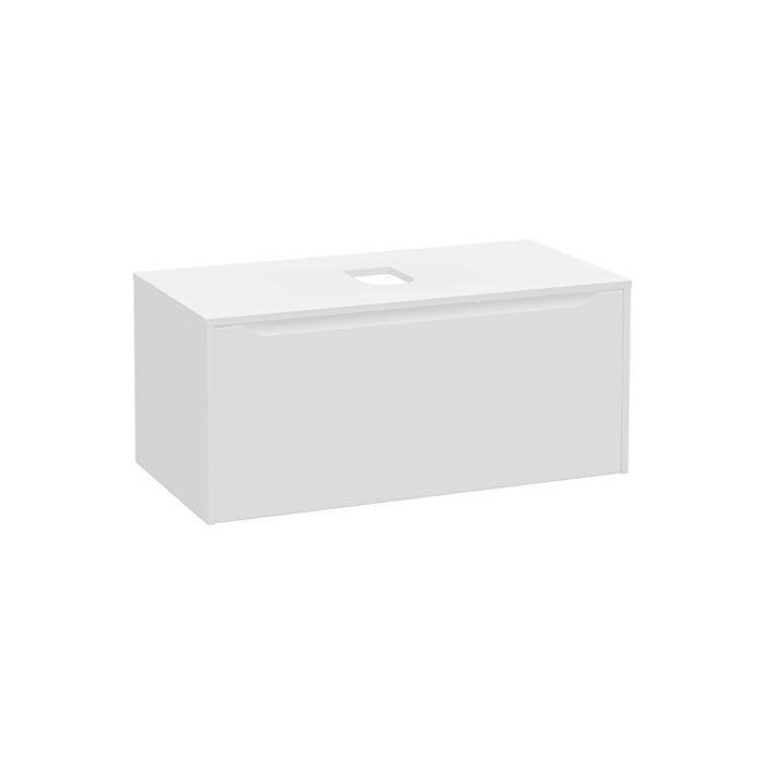 VitrA Integra Square Lavabo Dolabı, 100 cm, Bir Çekmeceli, Çanak Lavabo Uyumlu, Mat Beyaz, Lavabosuz - 80283 - Banyo Alt Modülleri - 1