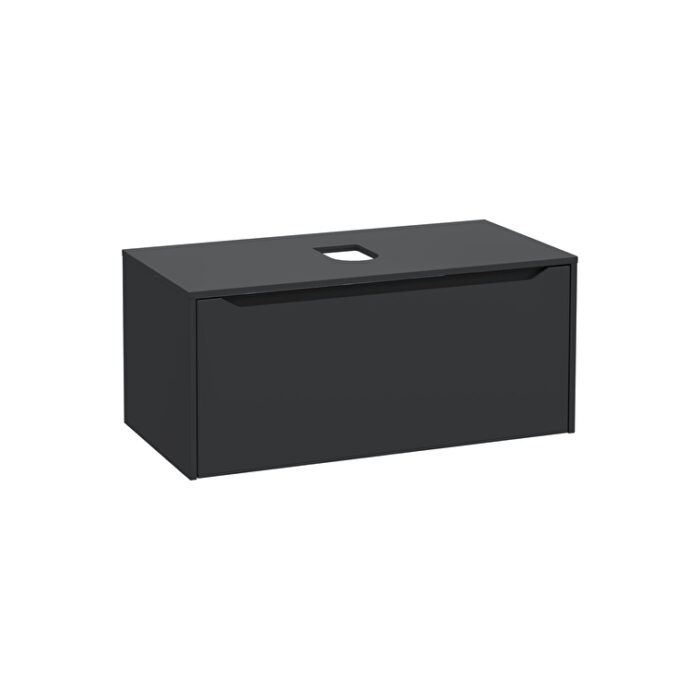 VitrA Integra Square Lavabo Dolabı, 100 cm, Bir Çekmeceli, Çanak Lavabo Uyumlu, Mat Grafit, Lavabosuz - 80284 - Banyo Alt Modülleri - 1