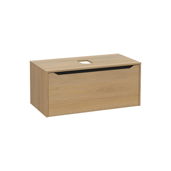 VitrA Integra Square Lavabo Dolabı, 100 cm, Bir Çekmeceli, Çanak Lavabo Uyumlu, Altın Meşe, Lavabosuz - 80285 - Banyo Alt Modülleri - 1