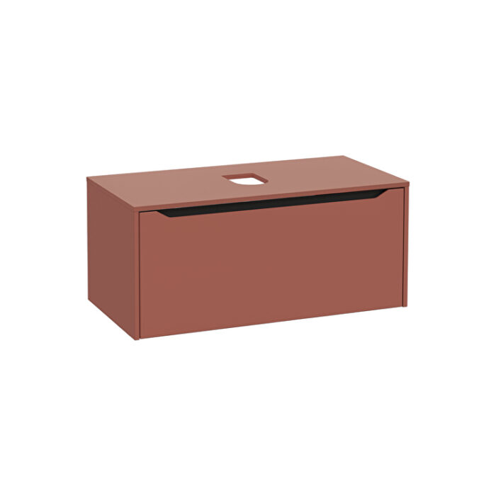 VitrA Integra Square Lavabo Dolabı, 100 cm, Bir Çekmeceli, Çanak Lavabo Uyumlu, Mat Kırmızı, Lavabosuz - Görsel 2