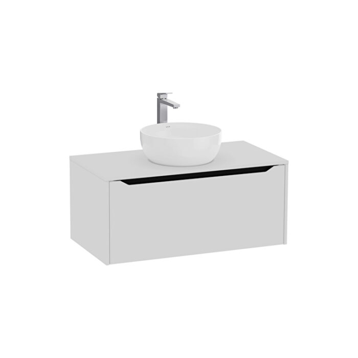 VitrA Integra Square Lavabo Dolabı, 100 cm, Bir Çekmeceli, Çanak Lavabo Uyumlu, Mat Açık Gri, Lavabosuz - Görsel 2