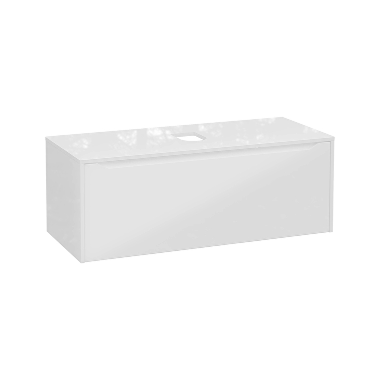 VitrA Integra Square Lavabo Dolabı, 120 cm, Bir Çekmeceli, Çanak Lavabo Uyumlu, Parlak Beyaz, Lavabosuz - 80291 - Banyo Alt Modülleri