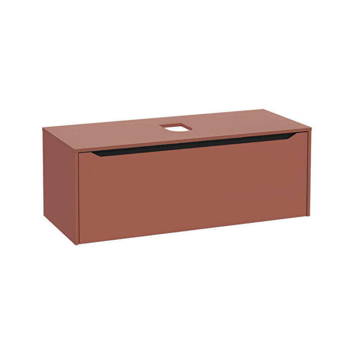 VitrA Integra Square Lavabo Dolabı, 120 cm, Bir Çekmeceli, Çanak Lavabo Uyumlu, Mat Kırmızı, Lavabosuz - Görsel 2