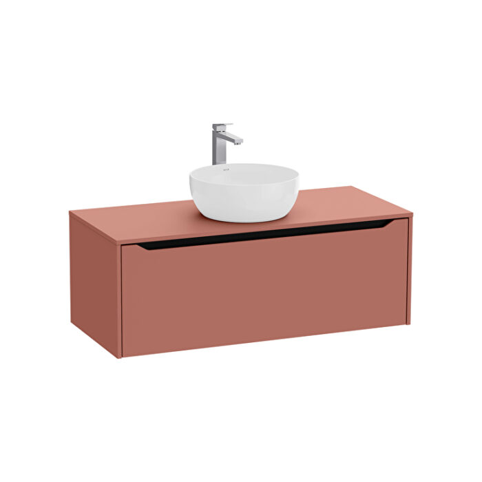VitrA Integra Square Lavabo Dolabı, 120 cm, Bir Çekmeceli, Çanak Lavabo Uyumlu, Mat Kırmızı, Lavabosuz - Görsel 3