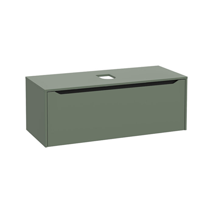 VitrA Integra Square Lavabo Dolabı, 120 cm, Bir Çekmeceli, Çanak Lavabo Uyumlu, Mat Yeşil, Lavabosuz - Görsel 2