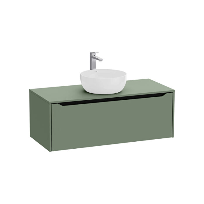 VitrA Integra Square Lavabo Dolabı, 120 cm, Bir Çekmeceli, Çanak Lavabo Uyumlu, Mat Yeşil, Lavabosuz - Görsel 3