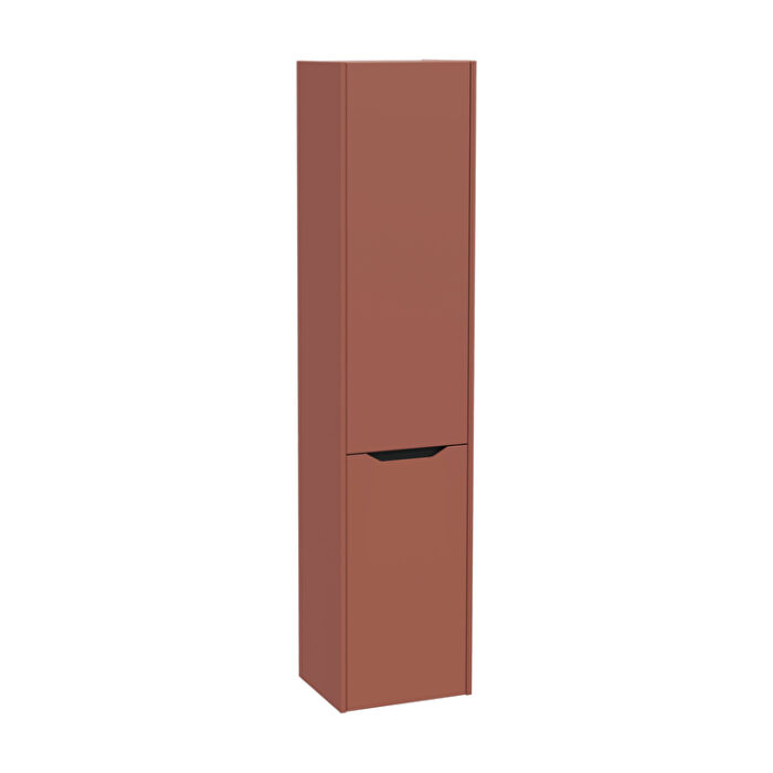 VitrA Integra Square Boy Dolabı, 40 cm, İki Kapaklı, Çamaşır Sepetli, Mat Kırmızı, Sol - Görsel 2