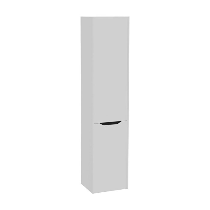 VitrA Integra Square Boy Dolabı, 40 cm, İki Kapaklı, Çamaşır Sepetli, Mat Açık Gri, Sol - Görsel 2