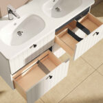 VitrA Root Groove Lavabo Dolabı, 120 cm, Dört Çekmeceli, Yuvarlak Lavabo, Mat Beyaz - 69520 - Banyo Alt Modülleri - 2