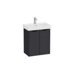 VitrA Integra Square Lavabo Dolabı, 60 cm, İki Kapaklı, Dar, Mat Grafit - 80427 - Banyo Alt Modülleri